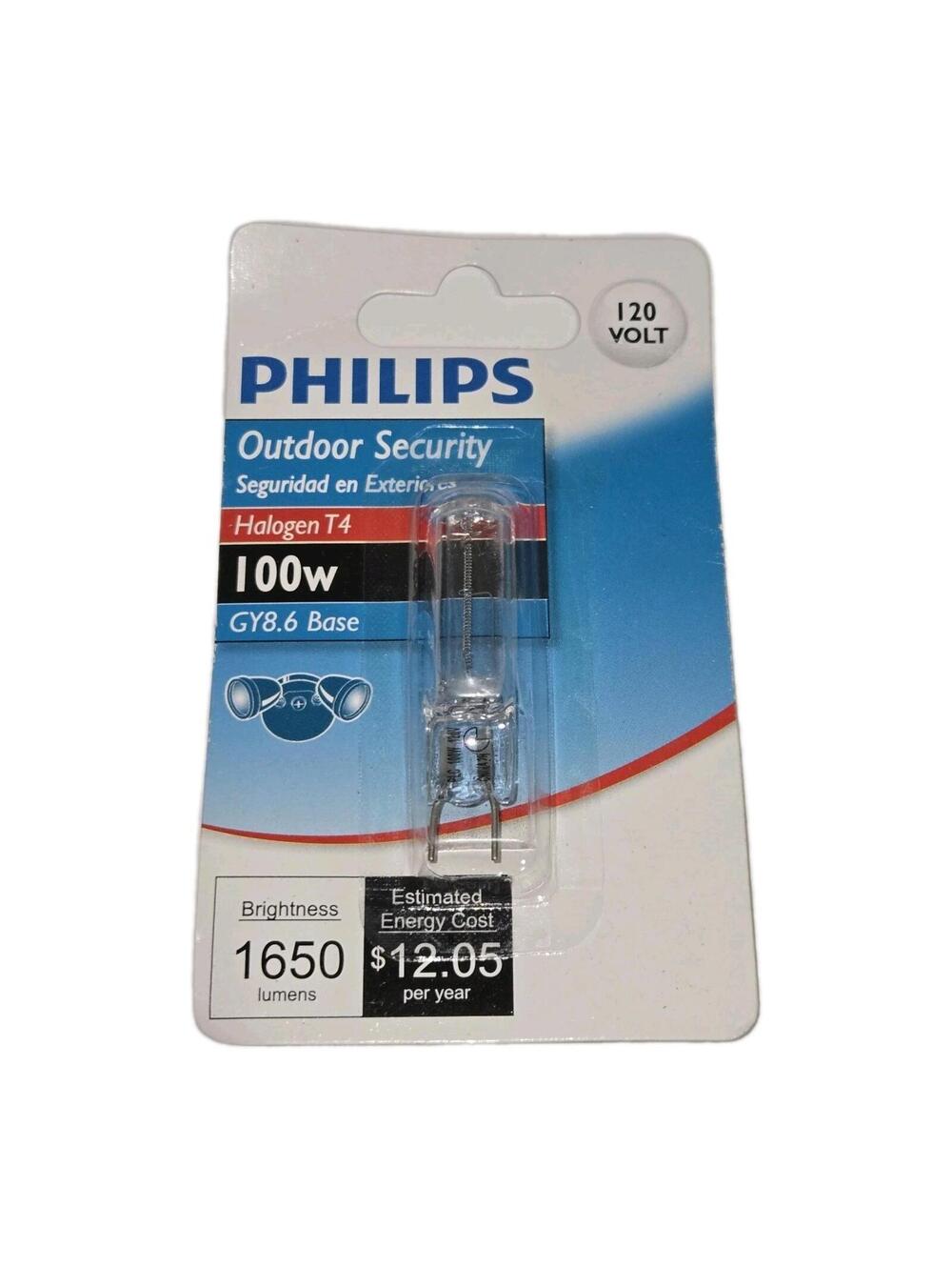 Philips 100W 120V 1650 Lumens Clear GY8.6 Base T4 Light Bulb Outdoor Security